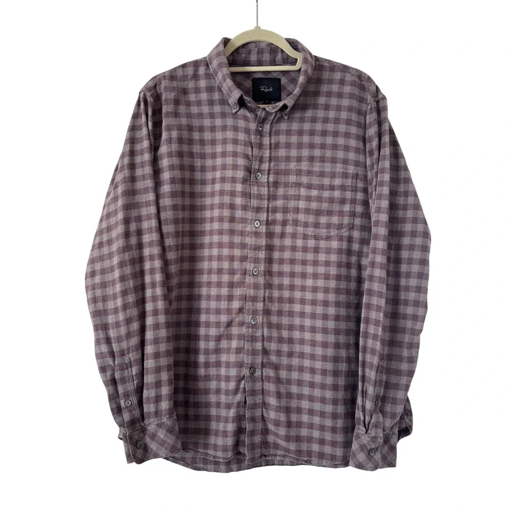 Rails Reid Button Down Shirt Mens Lg Lava Sage Gingham Plaid Flannel RM-146-947B